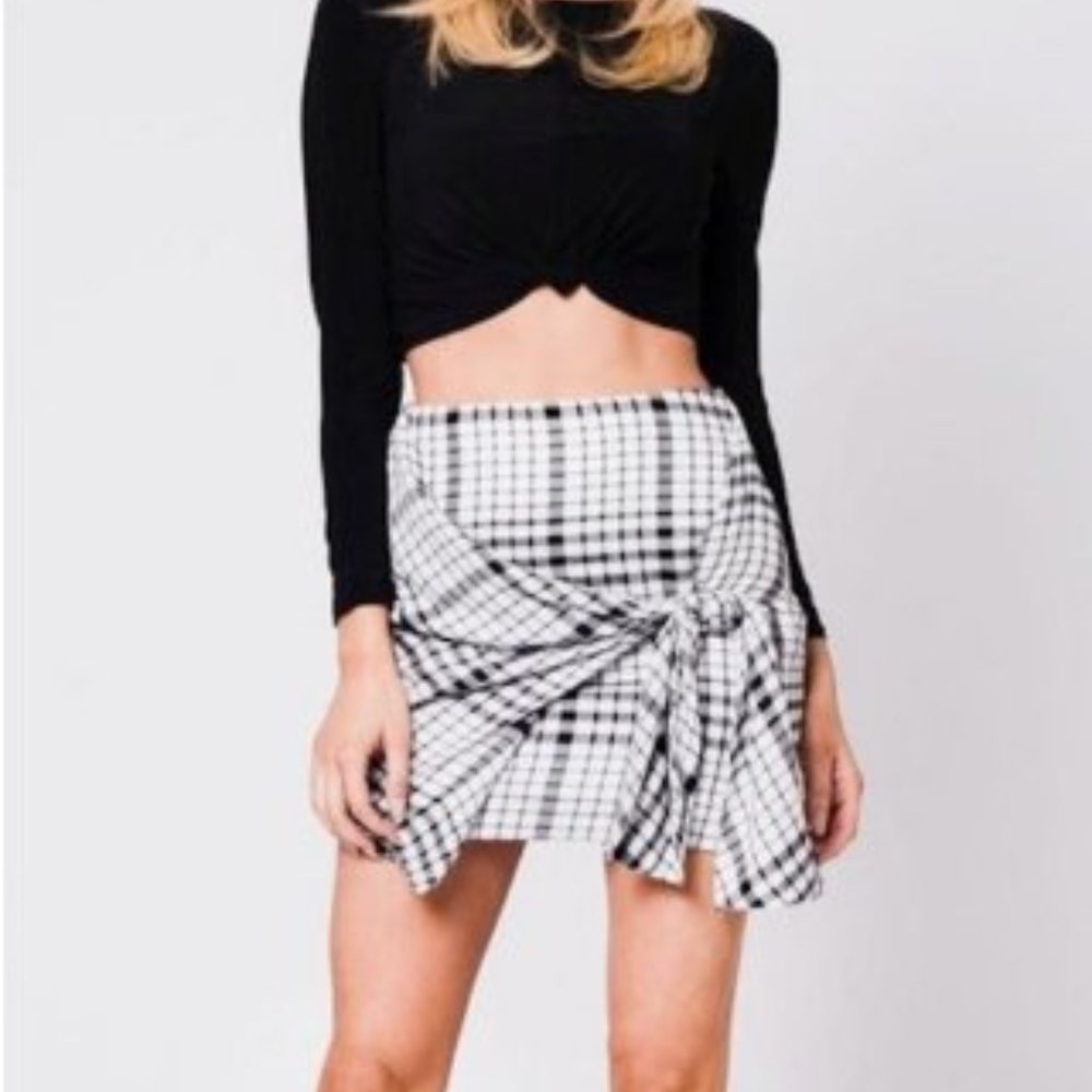 Plaid wrap style skirt